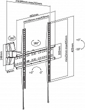 Кронштейн для телевизора Ultramounts UM878 черный 32"-55" макс.35кг настенный поворотно-выдвижной и наклонный