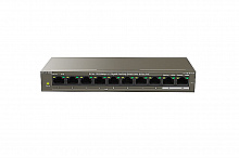 IP-COM F1110P-8-102W - Коммутатор PoE неуправляемый 10 портовый. 8 портов PoE 10/100 Мбит/c (IEEE 802.3at/af) до 30Вт на порт + 2 порта Ethernet 10/100/1000 Мбит/c Base-T. Бюджет PoE 99Вт. Грозозащита на порт 6 кВ.