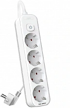 Сетевой фильтр Deli ET434 1.8м (4 розетки) белый (пакет ПЭ)