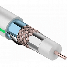 01-2241 - Кабель REXANT RG-6U+Cu (75 Ом), Cu/Al/Cu/Al (1,0/Al/64*0,12мм) 90% две фольги, (бухта 100м), белый