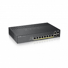 GS1920-8HPV2 - Коммутатор управляемый Zyxel, 8xGE PoE+, 2xCombo (SFP/RJ-45), бесшумный (без вентилятора), PoE 130 Вт, автономное/облачное управление