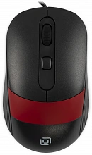 Мышь Оклик 310M черный/красный оптическая 2400dpi USB для ноутбука 4but (1869102)