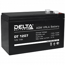 DT 1207 - Аккумулятор Delta герметичный cвинцово-кислотный, герметичный аккумулятор, 12В/7Ач, ножевые клеммы 4.8 мм (F1)