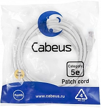 Патч-корд Cabeus PC-UTP-RJ45-Cat.5e-5m-WH U/UTP RJ-45 вил.-вилка RJ-45 кат.5E 5м белый ПВХ