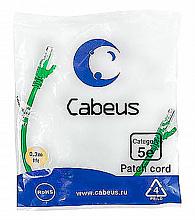 Cabeus PC-UTP-RJ45-CAT.5E-0.3M-GN-LSZH Патч-корд U/UTP, категория 5е, 2xRJ45/8p8c, неэкранированный, зеленый, LSZH, 0.3м