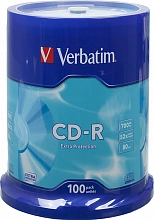 Диск CD-R Verbatim 700Mb 52x Cake Box (100шт) (43411)