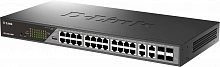 Коммутатор D-Link DSS-200G-28MP/A1A (L2) 24x1Гбит/с 4xКомбо(1000BASE-T/SFP) 24PoE 24PoE+ 370W настраиваемый