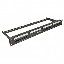 SYSMATRIX PP 1901U.S245EU.M - Патч-панель 19" (1U); (2U), 48 портов RJ-45, категория 5e, Dual IDC, с задним кабельным организатором, цвет черный, SYSMATRIX