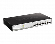 DGS-1210-10MP/F1A PROJ Настраиваемый L2 коммутатор с 8 портами 10/100/1000Base-T и 2 портами 1000Base-X SFP (8 портов PoE 802.3af/at, PoE-бюджет 130 Вт)