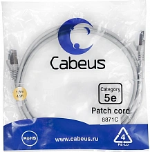 Патч-корд Cabeus PC-FTP-RJ45-CAT.5E-1.5M-LSZH F/UTP RJ-45 вил.-вилка RJ-45 кат.5E 1.5м серый LSZH