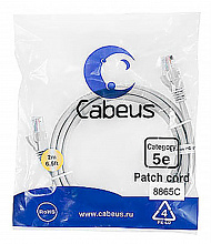 Cabeus PC-UTP-RJ45-Cat.5e-2m-LSZH - Патч-корд Cabeus U/UTP, категория 5е, 2xRJ45/8p8c, неэкранированный, серый, LSZH, 2м