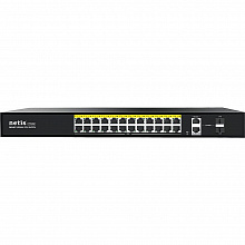P124GH - Коммутатор Netis неуправляемый, 24 порта 100 Мбит/с PoE+ , 1 порта 1000 Мбит/с Uplink RJ45, 1 SFP порт Uplink, 1 COMBO port (SFP + GE) PoE бюджет 360Вт