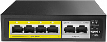 P106C - Коммутатор Netis неуправляемый, настольный, 100 Мбит/сек, 6 port, 4PoE, бюджет PoE 58 Вт