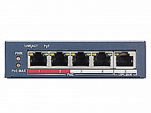 SWT-1105P HiWatch - L2, Смарт-управляемый коммутатор, 4 10/100M RJ45 PoE-порт, 1 10/100M RJ45 порт, 802.3af/at, бюджет PoE 60W
