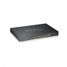 GS1920-24HPV2 - Коммутатор управляемый Zyxel, интеллектуальный High Power PoE Gigabit Ethernet с 24 разъемами RJ-45 и 4 SFP-слотами совмещенными с разъемами RJ-45