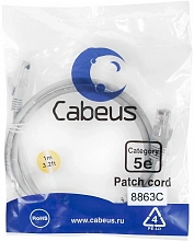 Патч-корд Cabeus PC-UTP-RJ45-CAT.5E-1M-LSZH U/UTP RJ-45 вил.-вилка RJ-45 кат.5E 1м серый LSZH