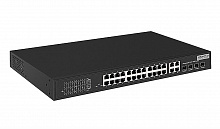 SW-62444(400W) - PoE коммутатор Fast Ethernet на 24 x RJ45 портов + 4 x GE Combo uplink порта. Порты: 24 x FE (10/100 Base-T) с поддержкой PoE (IEEE 802.3af/at), 4 x GE Combo Uplink (RJ45 + SFP)