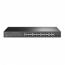 TL-SL2428P - JetStream Smart коммутатор TP-Link с 24 портами 10/100 Мбит/с, 4 гигабитными портами и 24 портами PoE+, бюджет PoE до 250 Вт