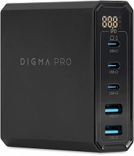 Настольное зар./устр. Digma Pro DPW10A 140W 5A (PD+QC) 3хUSB-C/2xUSB-A универсальное черный (DPW1A4G024BK)