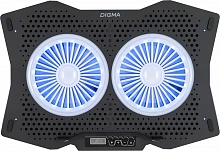 Подставка для ноутбука Digma D-NCP180-2x110RGB 18" 410x280x34мм 20дБ 2xUSB 2x 110ммFAN 700г Fan-control пластик ABS черный