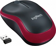 Мышь Logitech M185 черный/красный оптическая 1000dpi беспров. USB для ноутбука 2but (910-002633)